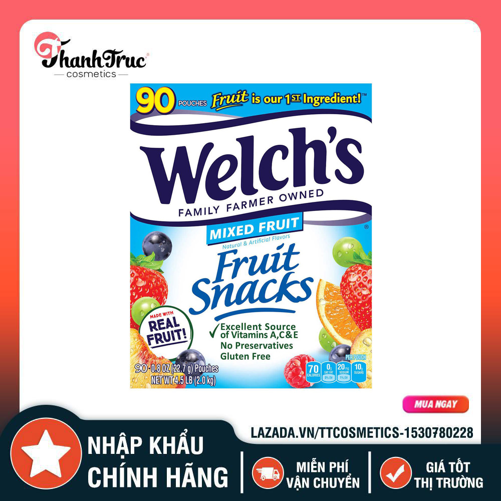 Kẹo dẻo trái cây mỹ welchs fruit snacks 90 gói