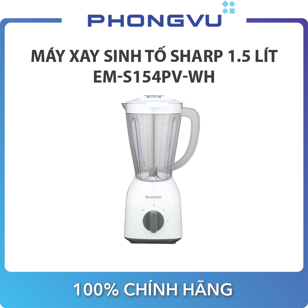 Máy xay sinh tố sharp 1.5 lít em-s154pv-wh - bảo hành 12 tháng