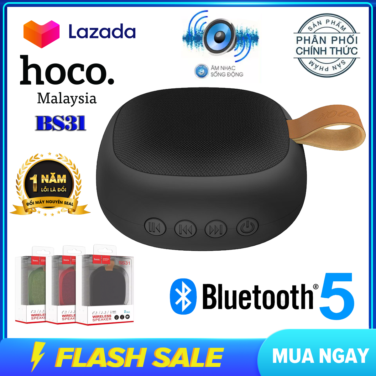 Loa bluetooth Hoco BS31 - Loa bluetooth mini - Loa không dây bluetooth - loa nghe nhạc- loa máy tính siêu bass - âm thanh siêu sống động - loa bluetooth giá rẻ -Loa bluetooth bass mạnh