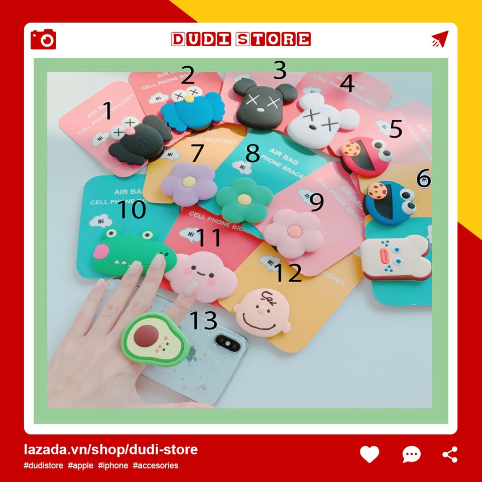 Giá đỡ điện thoại iRing Poc đa năng hình KAWS mây hoa khủng long siêu kute thiết kế hình nhẫn độc đáo có thể thu gọn Dudi Store