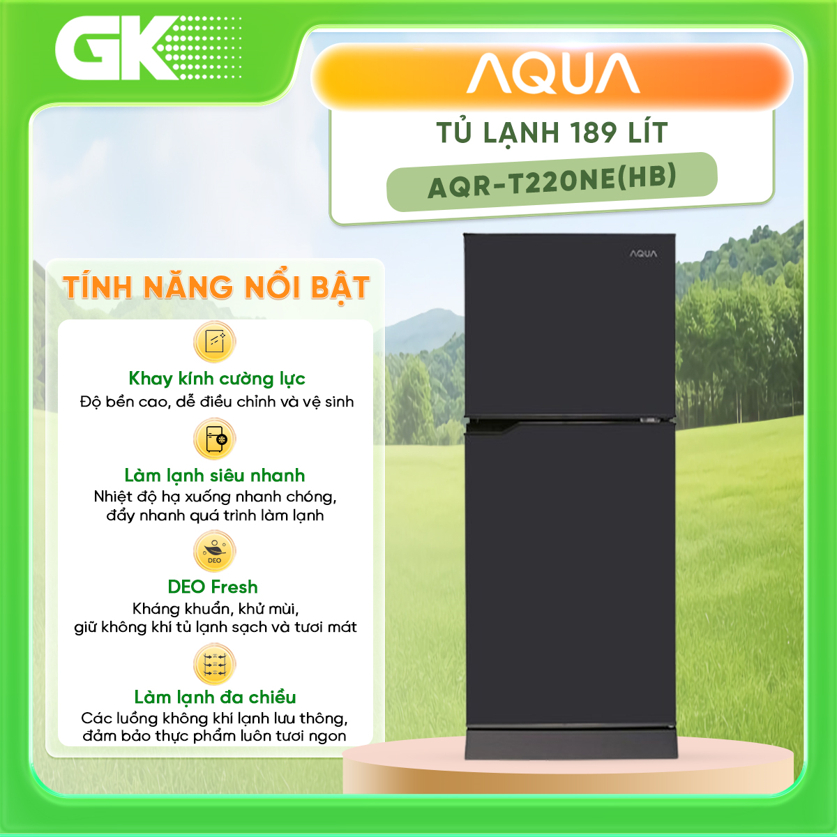 Tủ lạnh aqua inverter 212 lít aqr-t239fa - giao toàn quốc