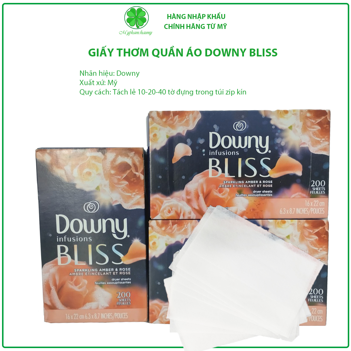 Giấy thơm quần áo Downy Bliss