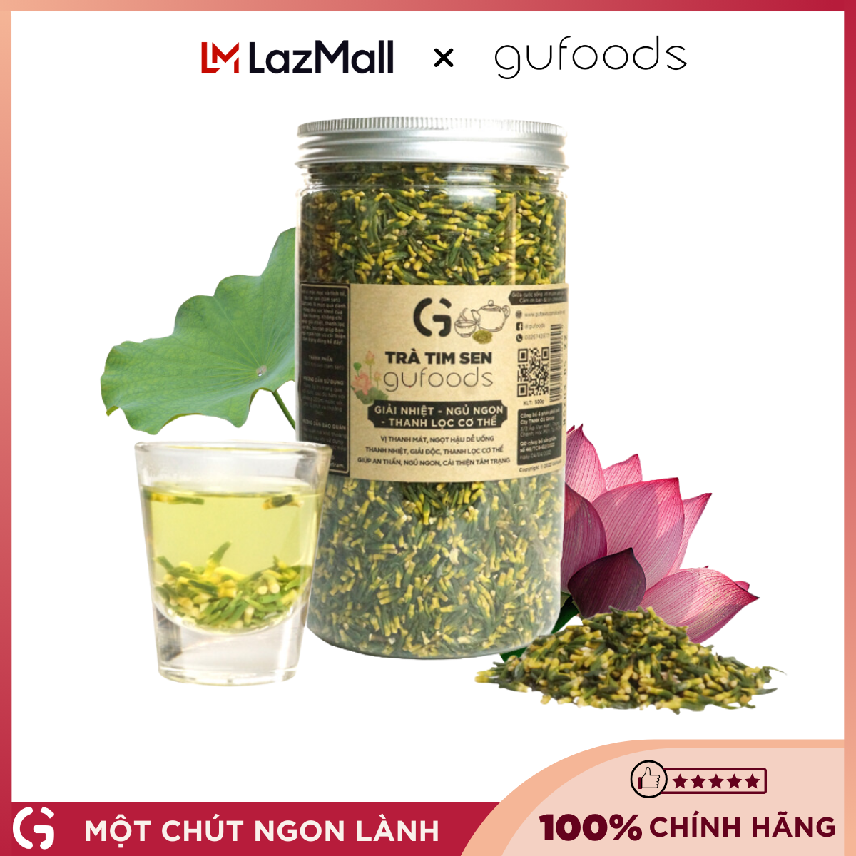 Trà tim sen GUfoods - Thanh mát, Giúp ngủ ngon, An thần, Cải thiện sức khỏe