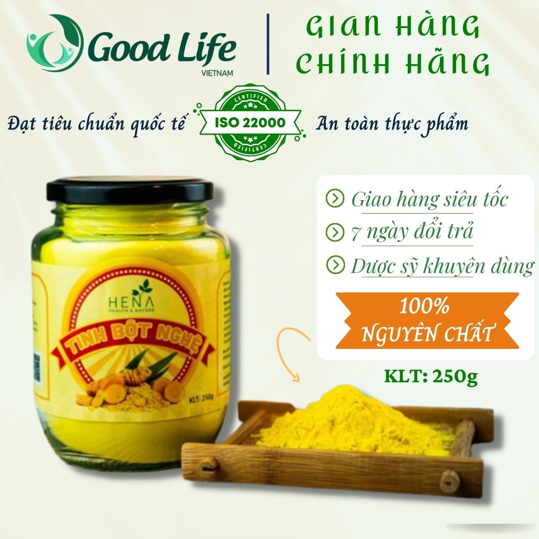 Tinh Bột Nghệ Nguyên Chất Hena 250g, Giúp Giảm Đau Dạ Dày Đại Tràng Hiệu Quả, Bột Nghệ Nguyên Chất 100% Đã Được Kiểm Nghiệm và Công Bố, Đạt Tiêu Chuẩn Quốc Tế ISO 22000:2018