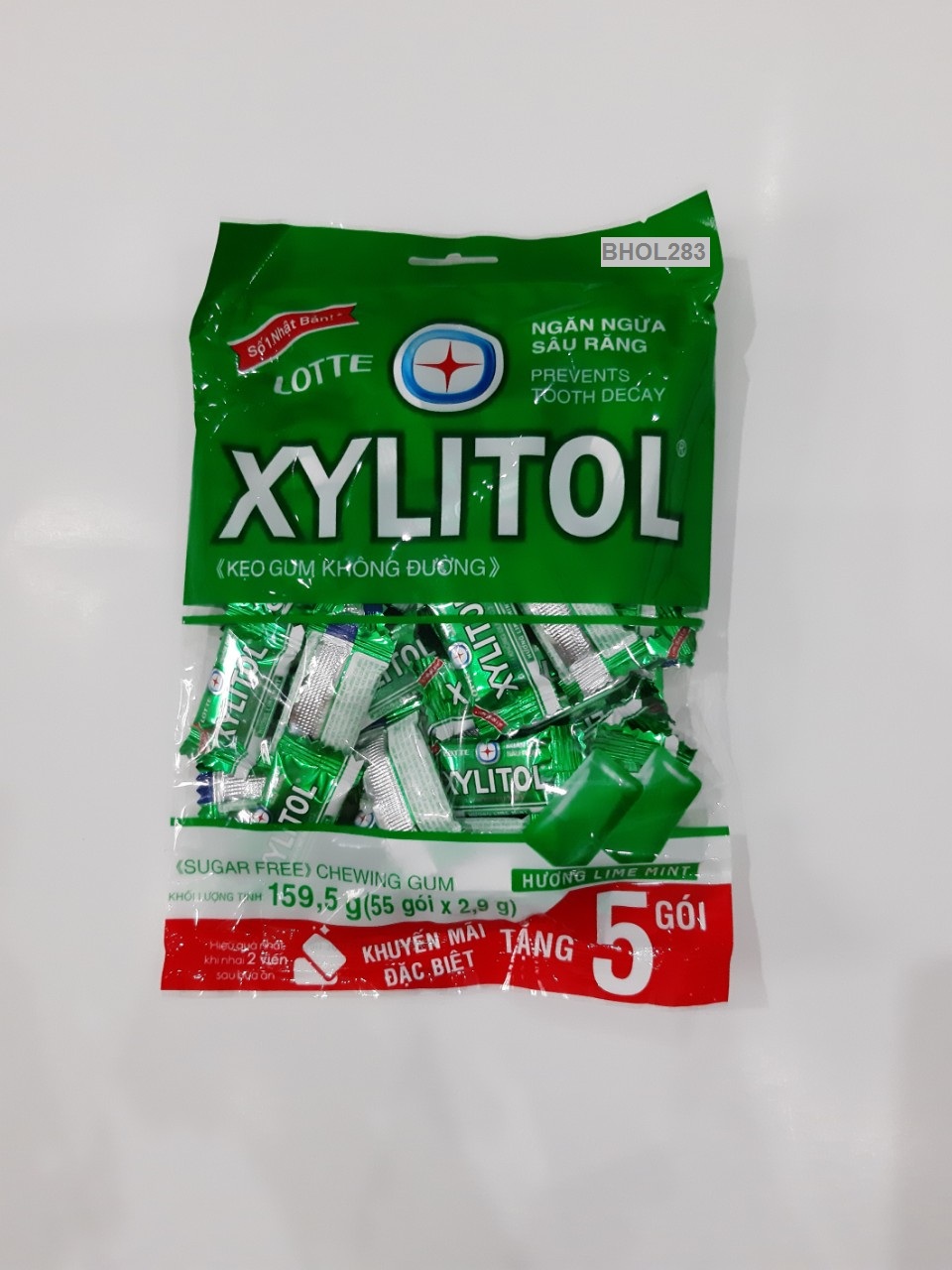 BỊCH KẸO GUM KHÔNG ĐƯỜNG XYLITOL HƯƠNG CHANH BẠC HÀ (LIMEMINT) l 55 GÓI/ BỊCH