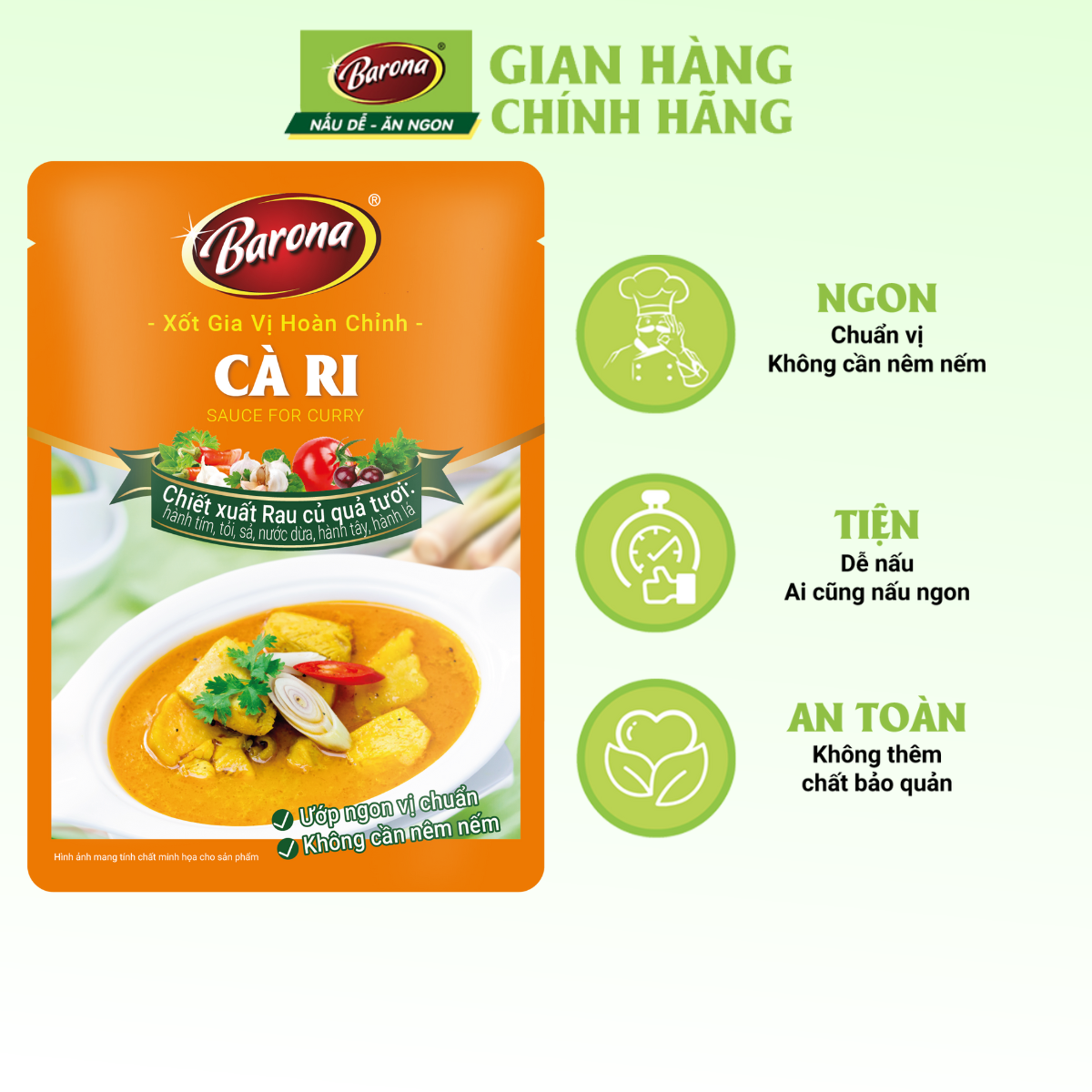 Gia Vị Cà Ri Barona 80g ướp ngon chuẩn vị không cần nêm nếm