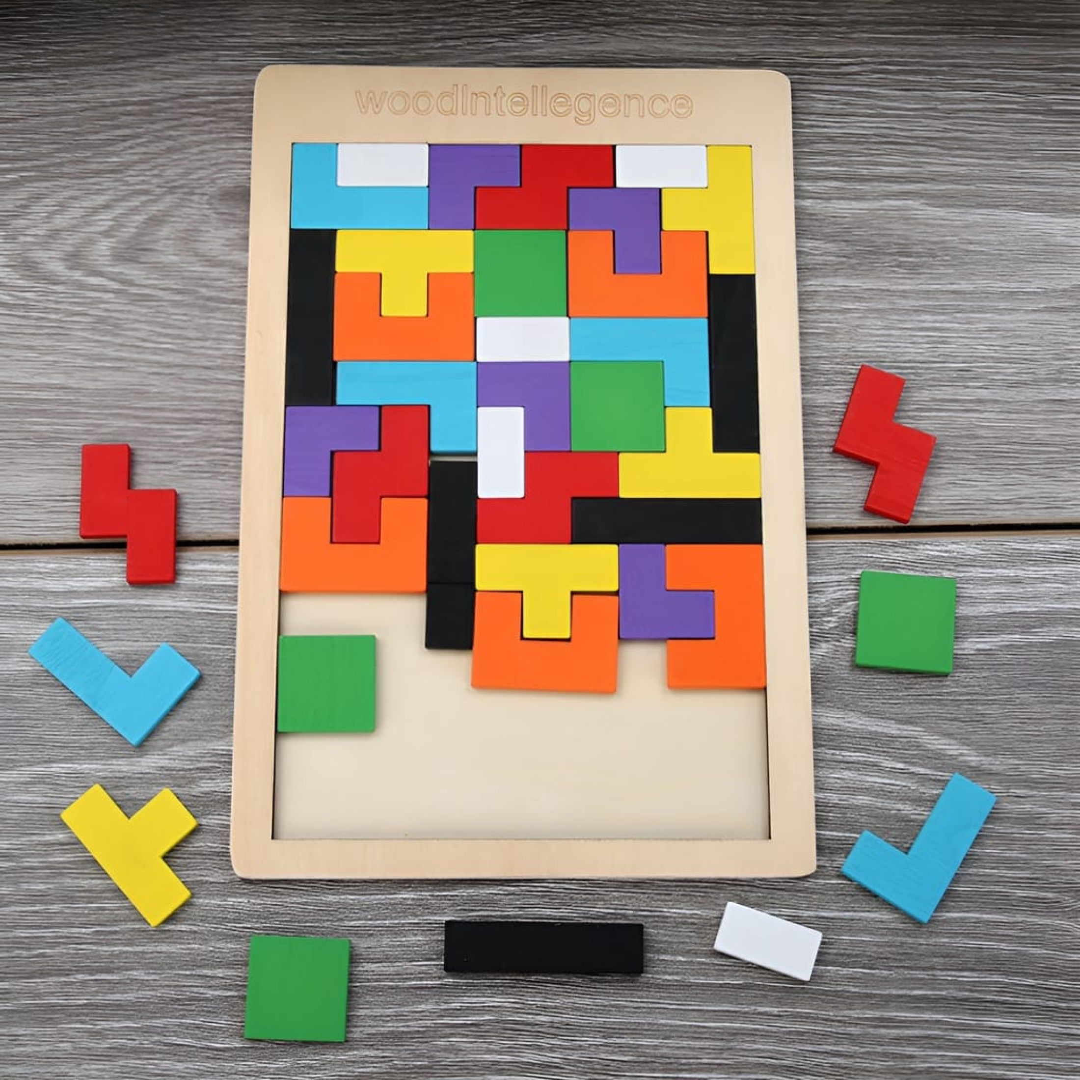 Bộ ghép hình gỗ xếp gạch Tetris tư duy cho bé sáng tạo