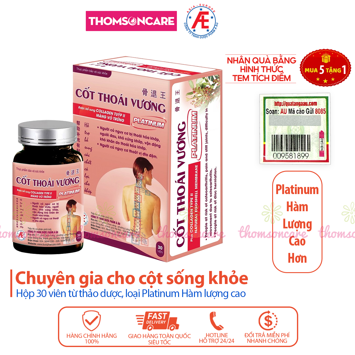 Cốt Thoái Vương Platinum dành cho người bị đau lưng, thoái hóa cột sống, thoát vị đĩa đệm, gai cột sống