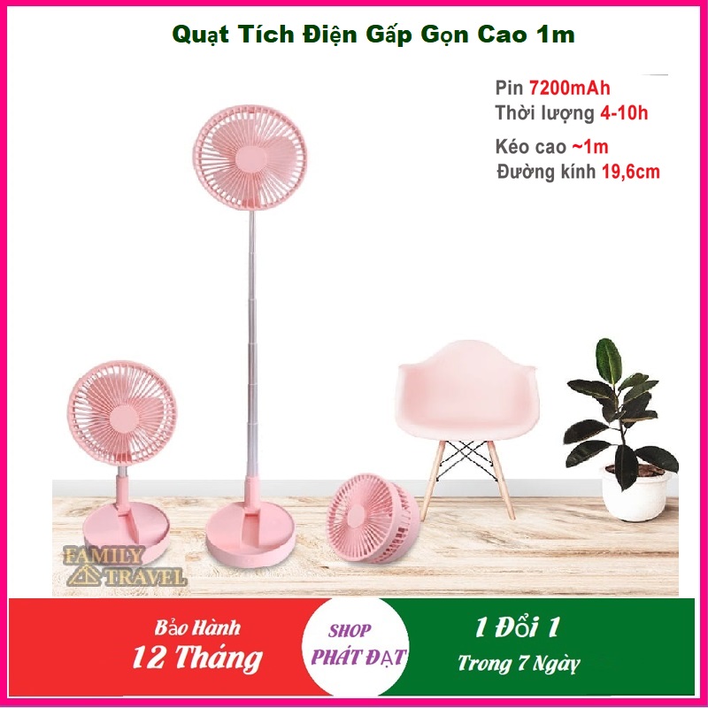Quạt tích điện gấp gọn 1m, quạt sạc tích điện gia đình , quạt tiết kiệm điện, quạt tích điện loại tốt, quạt mini gấp gọn, quạt tích điện di động 4 chế độ quạt siêu mát , pin sạc 7.200mah kéo dài cao thấp