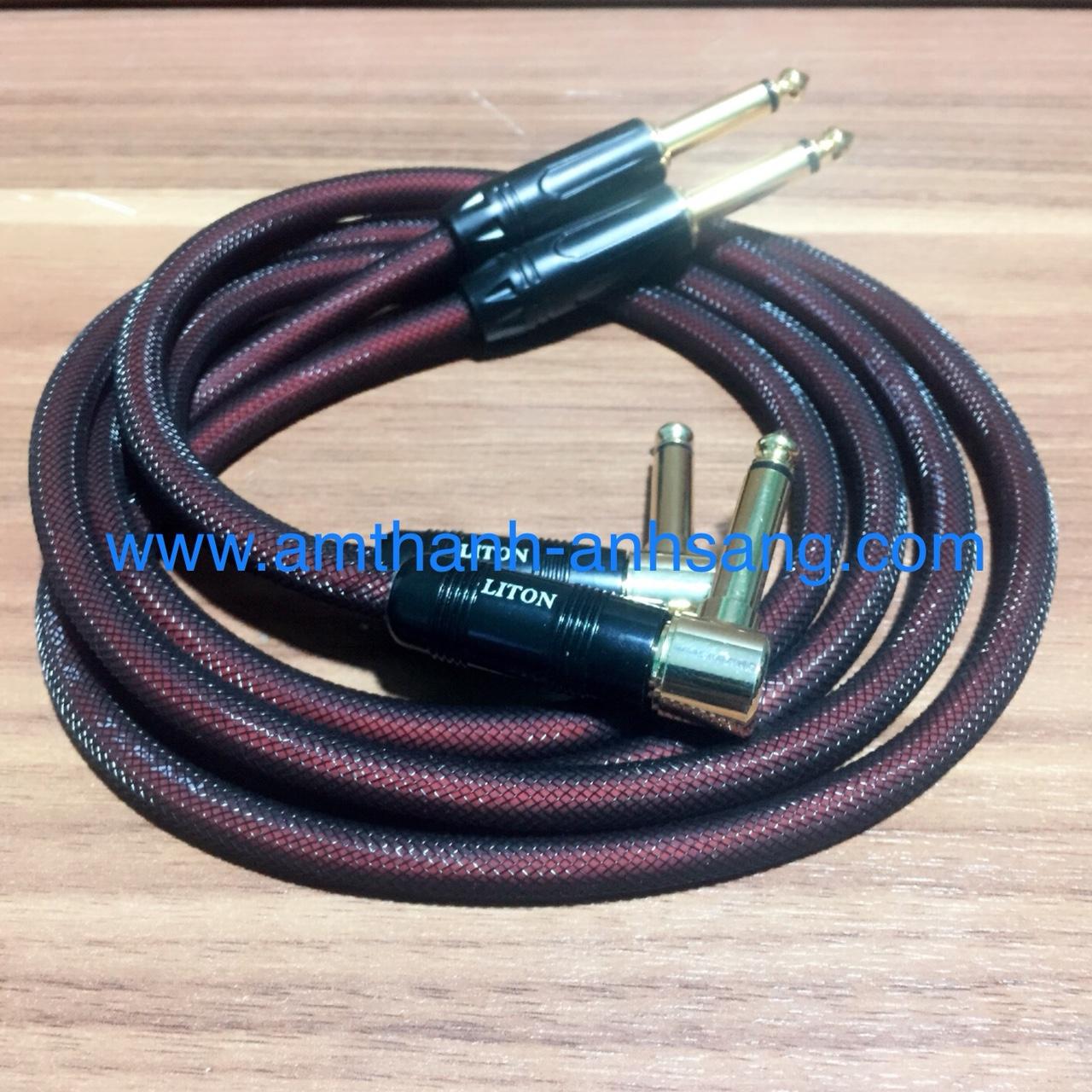Combo 02 dây tín hiệu rắc 6.5 ly 2 đầu cong ra 6.5 ly thẳng dây loại bọc giáp, dây tín hiệu âm thanh