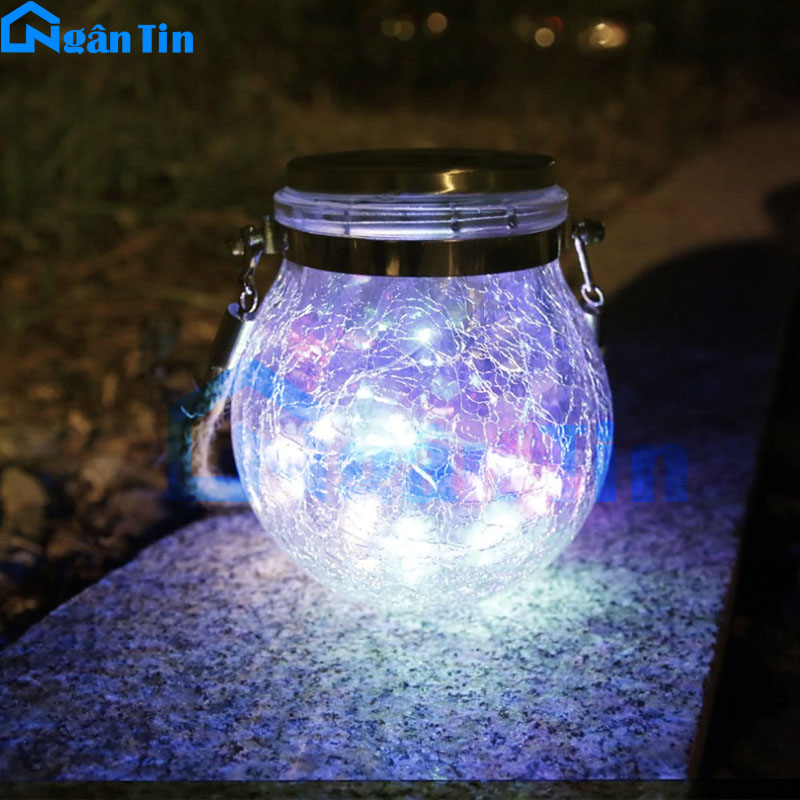 Đèn Led treo năng lượng mặt trời trang trí sân vườn quán cà phê 4 màu Ngân Tin