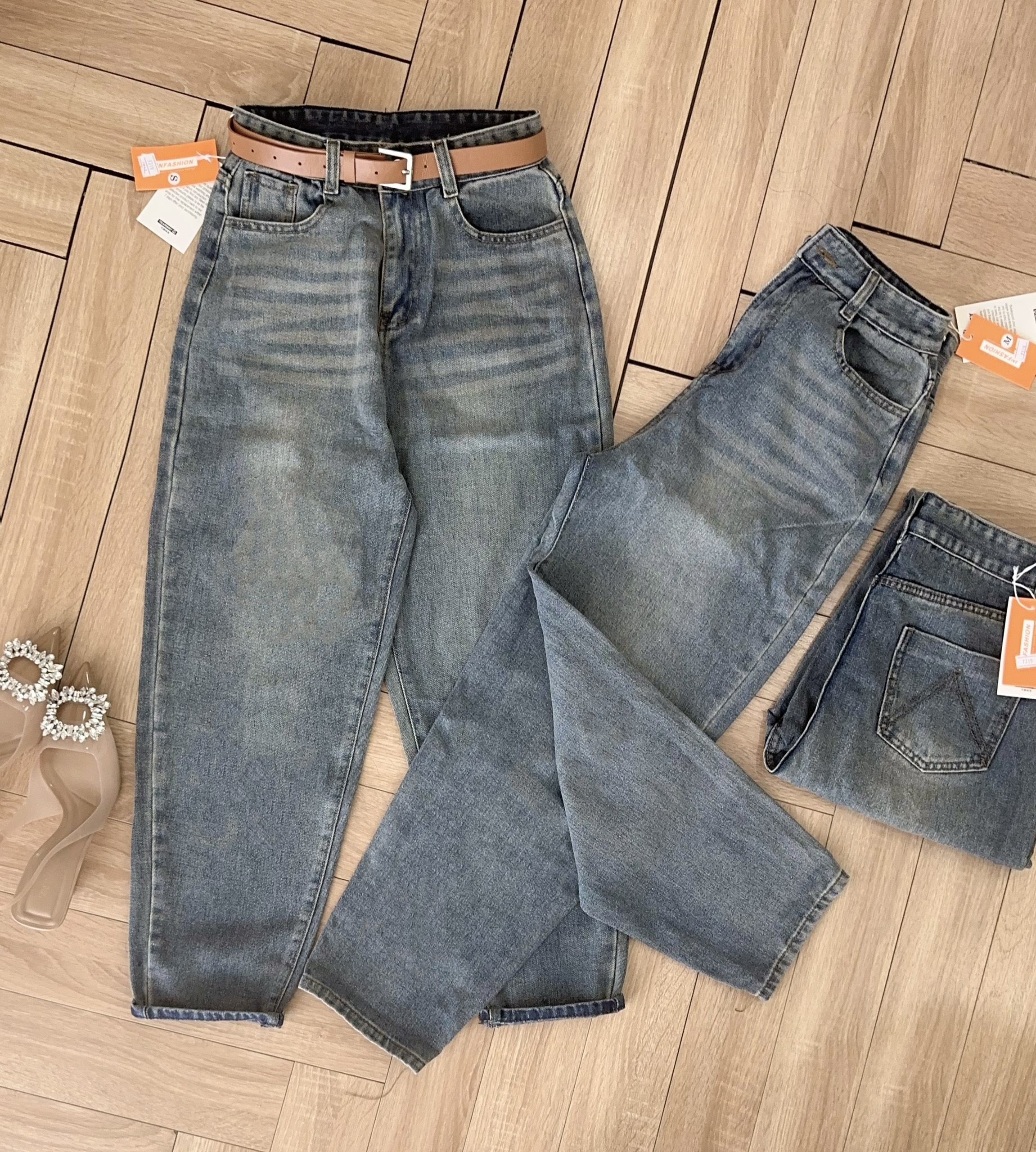 [Freeship] Guuhouse Quần jeans nữ - quần baggy bò ống đứng dáng trơn lưng cao vải đẹp