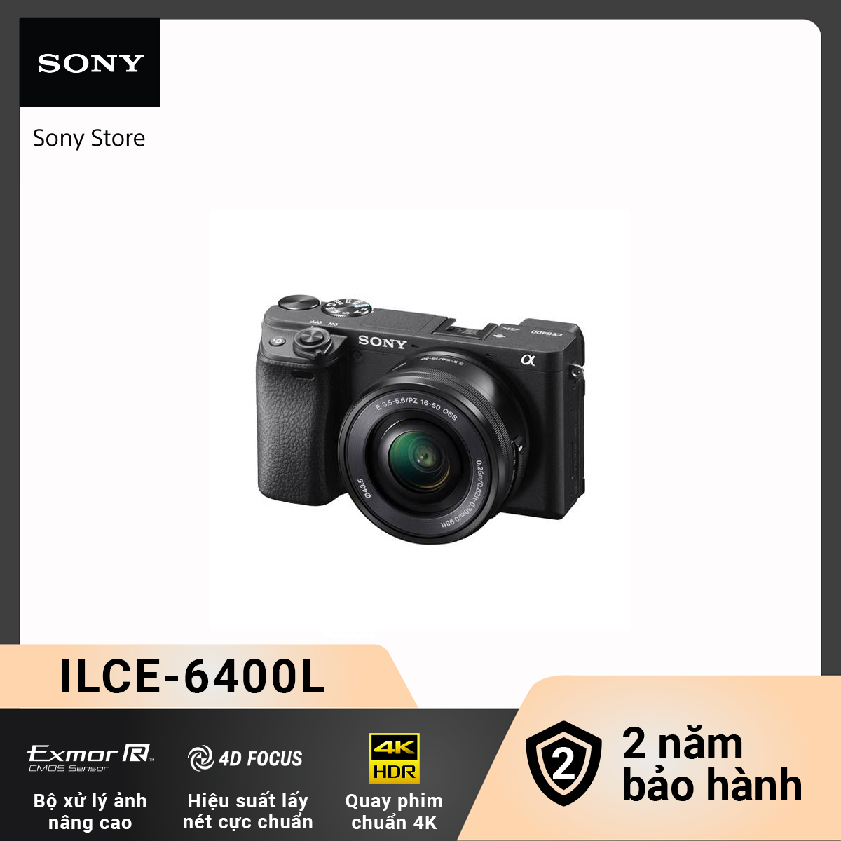 Máy ảnh ống kính E-mount Sony a6400 sử dụng Cảm biến APS-C (Thân máy + ống kính zoom xa 16-50 mm)
