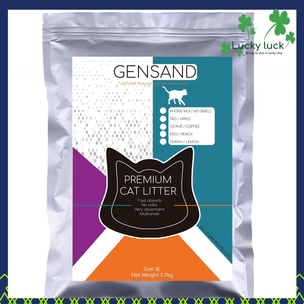 Cát vệ sinh Bentonite cho mèo Gensand 3L mùi táo