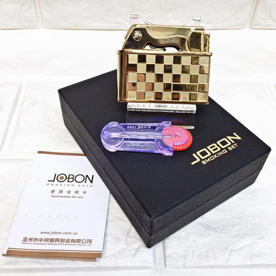 Bật lửa xăng đá jobon hoạ tiết caro zb 612 sang trọng
