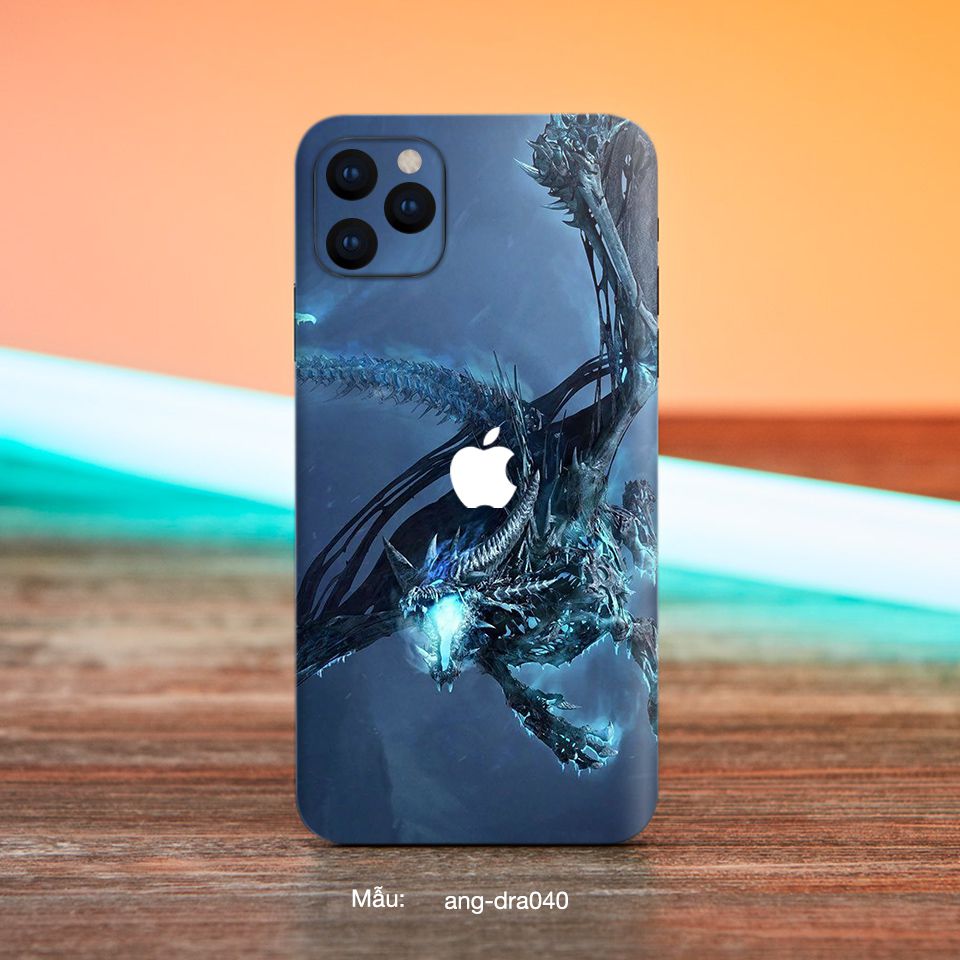 Miếng dán skin mẫu Rồng băng - dra041 cho iPhone 7 Plus, 8 Plus, X, XS, XS Max, 11, 11 Pro, 11 Pro Max