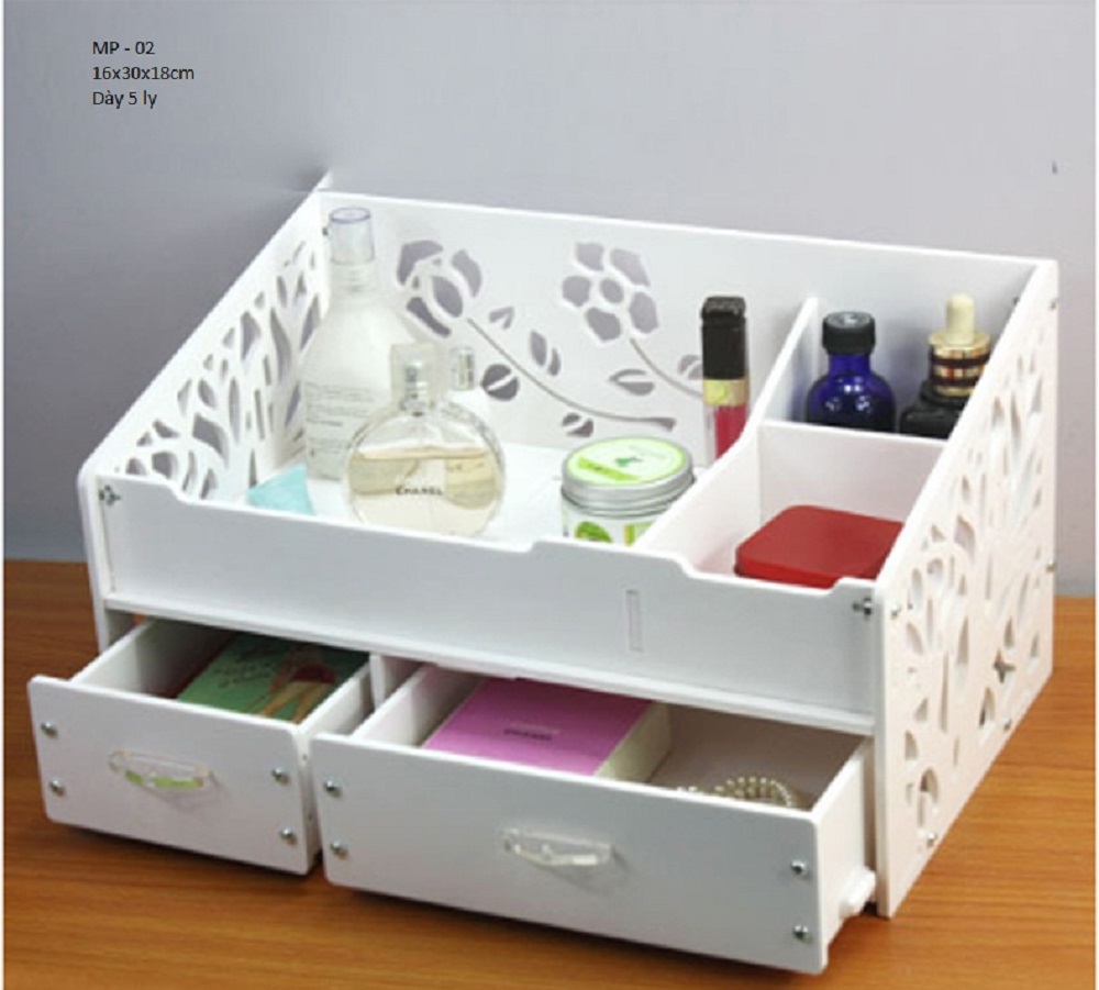 Kệ mỹ phẩm hoa hồng 2 ngăn kéo thanh lịch