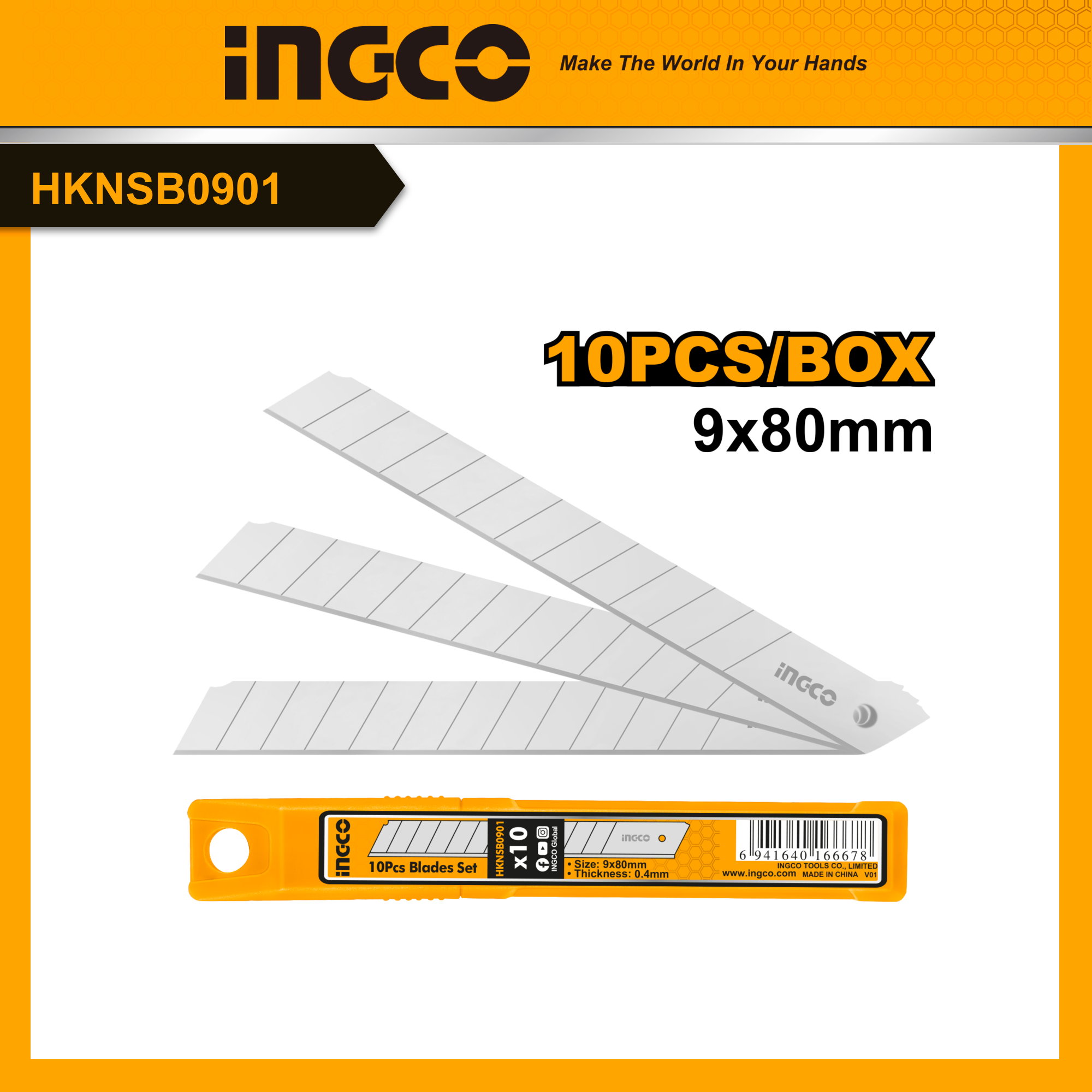 INGCO HKNSB0901/HKNSB112 Bộ 10 lưỡi dao