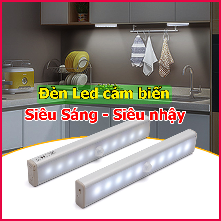 Đèn led cảm biến thông minh sử dụng Pin AAA, Đèn led cho tủ quần áo cầu thang vô cùng tiện lợi, Đèn led cảm ứng