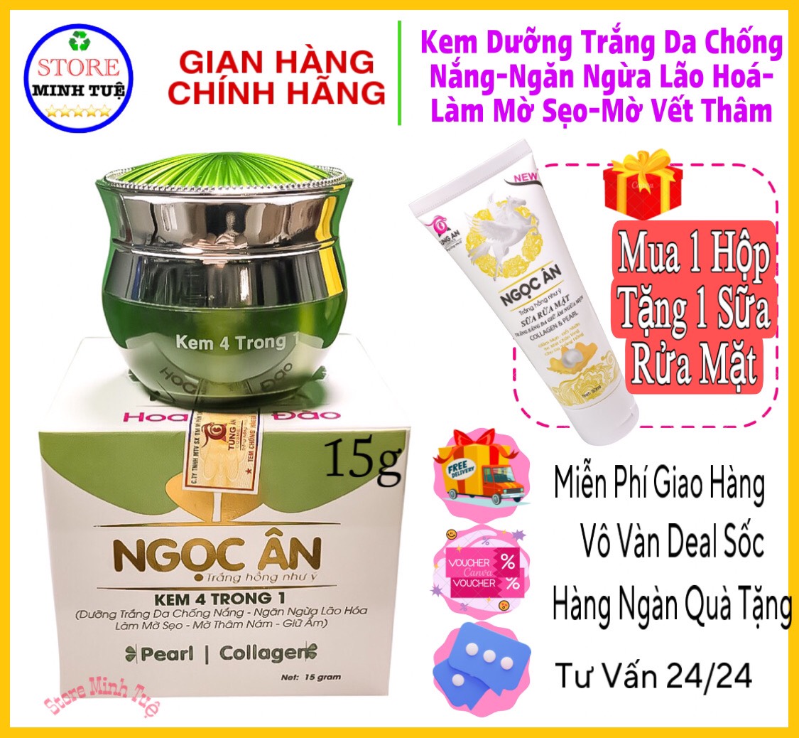 Kem dưỡng trắng da chống nắng Ngọc Ân, ngừa lão hóa da, làm mờ sẹo, mờ thâm nám, giữ ẩm (15g)-Mua 1 Tặng 1-Kem Ngọc Ân.