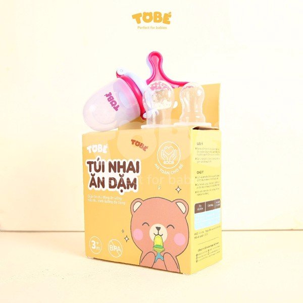 Túi nhai ăn dặm chống hóc TOBÉ chất liệu silicone cao cấp kèm 3 núm nhai