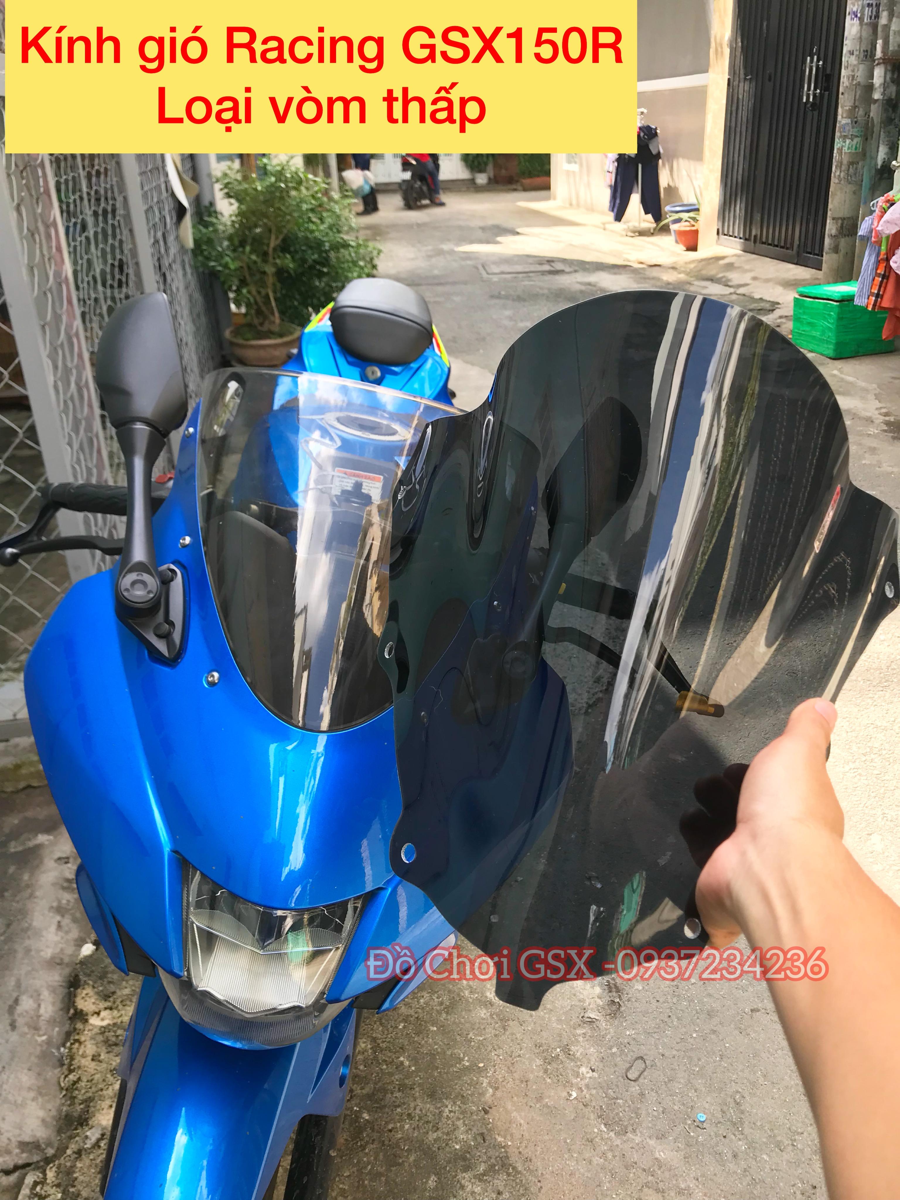 Kính chắn gió GSX150R - HEROWINDSHIELD-MẪU 3 VÒM THẤP NHỌN