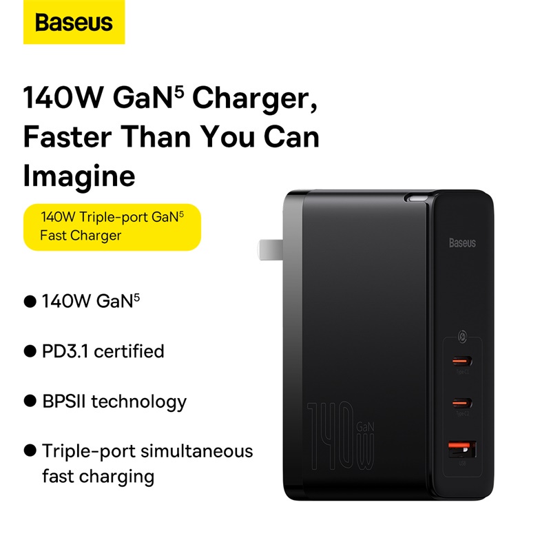 Bộ sạc siêu nhanh thế hệ mới Baseus GaN5 Pro Fast Charger 140W