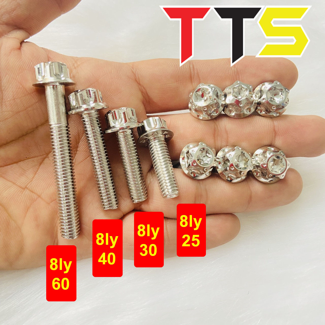 ( 8ly BÔNG ) Ốc Salaya 8ly bông size 8ly25, 8ly30, 8ly40, 8ly60 lắp gác chân, treo pô, ghi đông xe máy