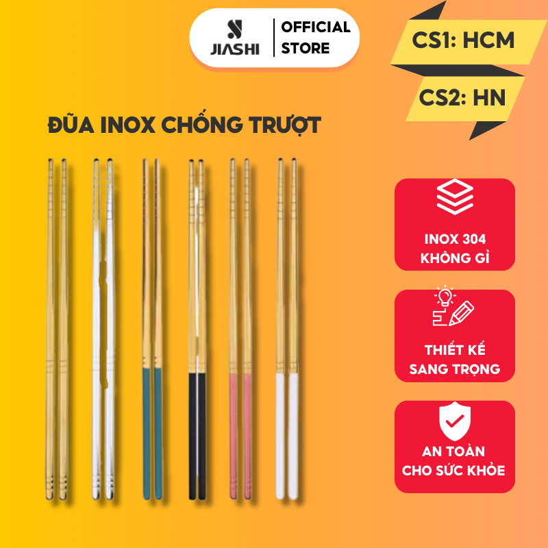 Đũa inox 304 chống trượt cao câp dùng cho cá nhân, cơm trưa văn phòng, gia đình, dã ngoại DIC01