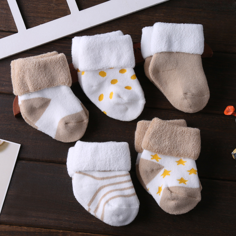 5 cặp vớ hoạt hình chất liệu cotton cho bé trai và bé gái 0-12 tháng tuổi