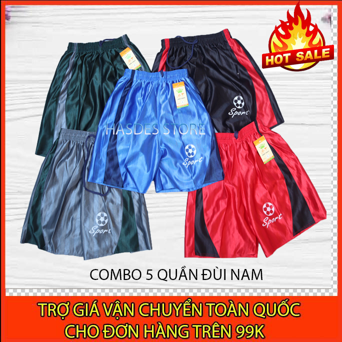 Bộ 5 Quần Đùi Nam vải dù - Quần short nam mặc nhà cao cấp