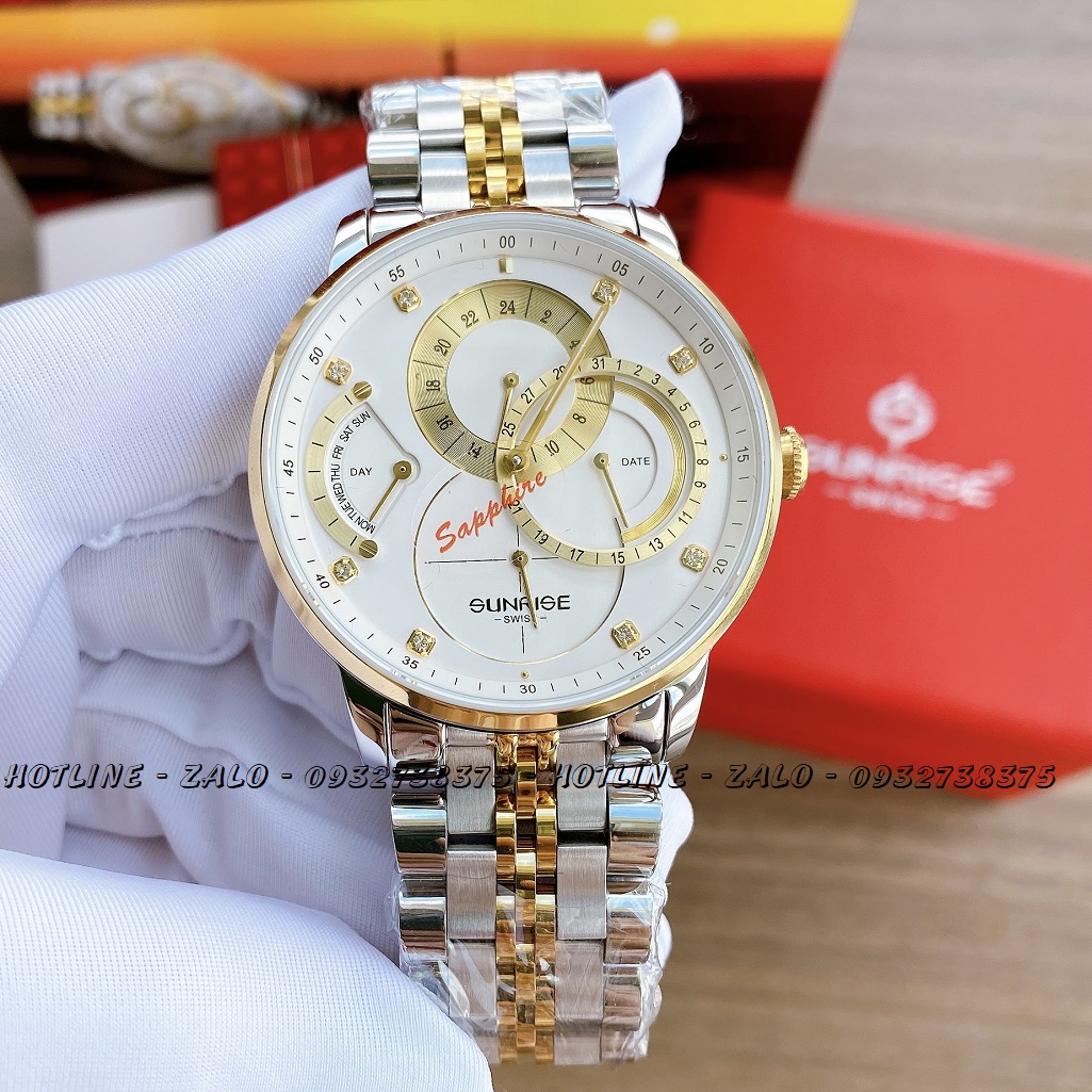 Đồng hồ nam sunrise 1146sa demi mặt trắng 42mm chính hãng