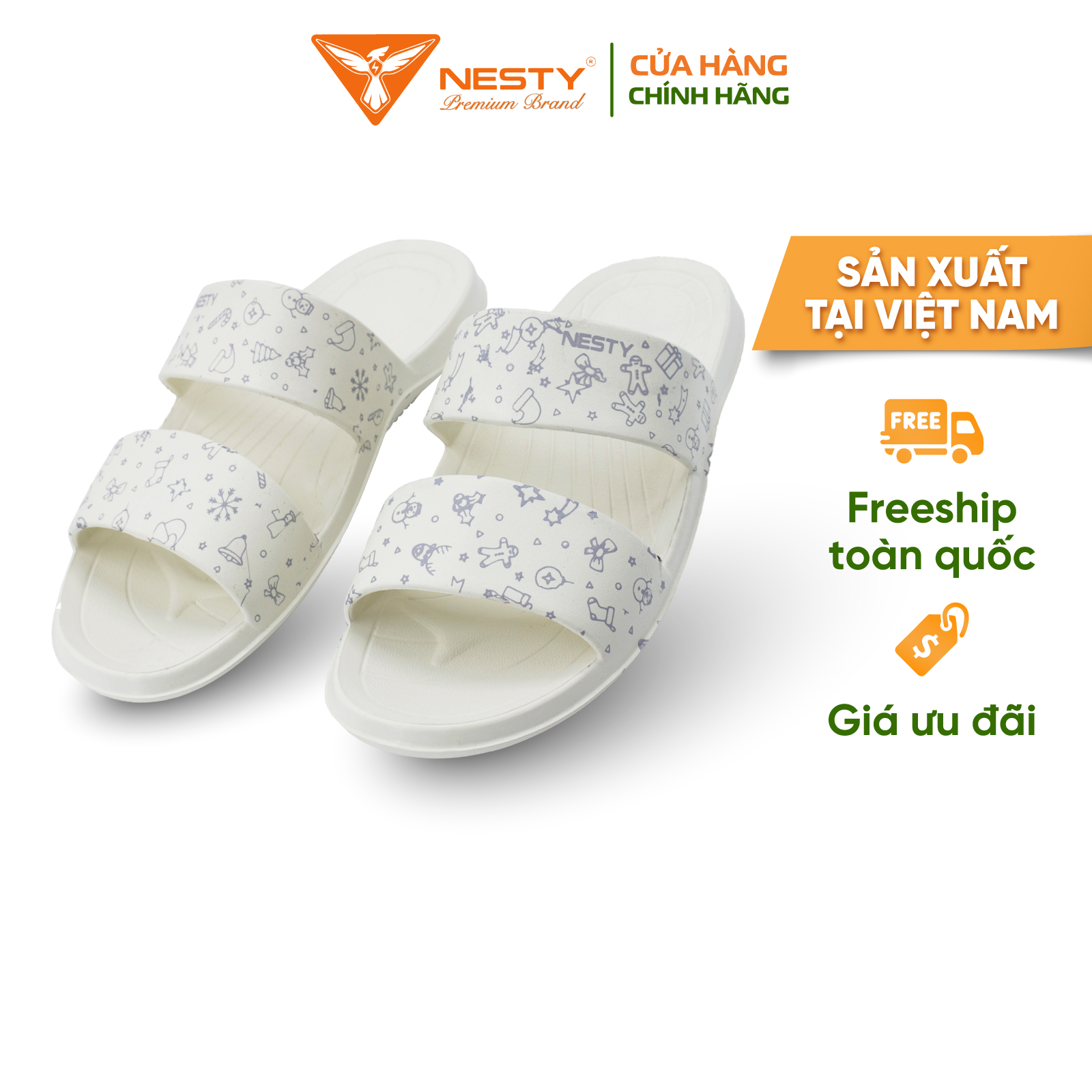 Dép Hai Quai Ngang Nam Nữ NESTY Họa Tiết Giáng Sinh Nhẹ Bền Đế Bệt Chống Trượt Chất Liệu Eva NE03-3