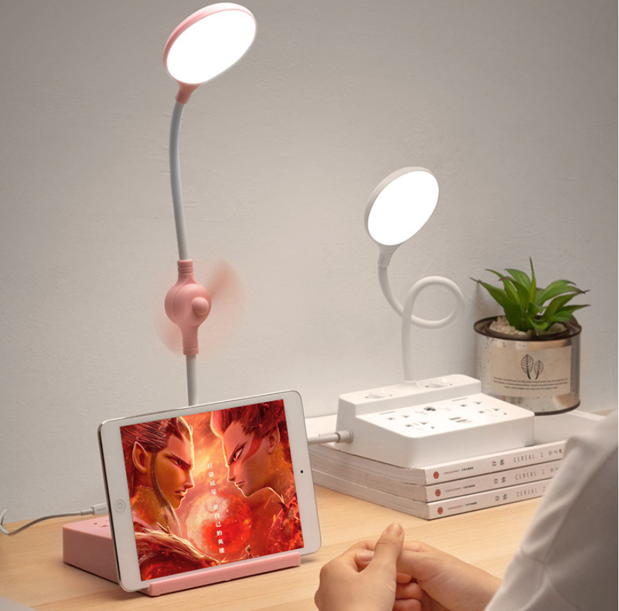【like-】Đèn bàn, đèn ngủ, có quạt nhỏ, có ổ cắm điều khiển thông minh, có thể gập và gập