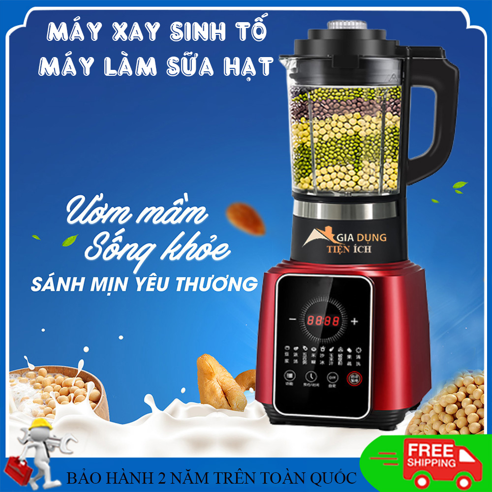 Máy làm sữa hạt đa năng, máy xay sinh tố đa năng, máy xay đa năng 9 chức năng trong 1 vừa xay vừa nấu làm nóng tiện lợi đa dụng cối thủy tinh cường lực an toàn sử dụng. Bảo hành 2 năm toàn quốc.