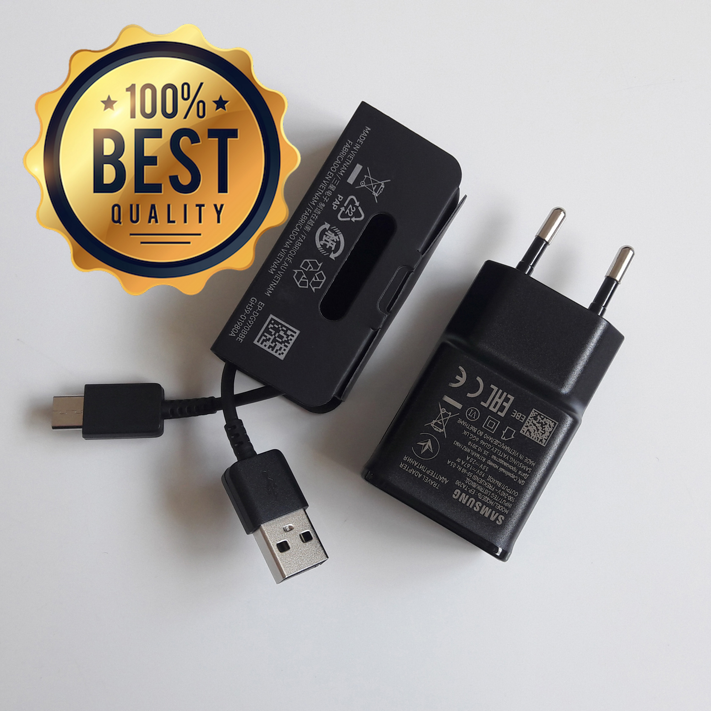 Bộ sạc nhanh dùng cho Samsung A51 (Cam Kết Sạc ZIN) (Adaptor Đen Nhám + Cable chuẩn type C) (Fast Charging)