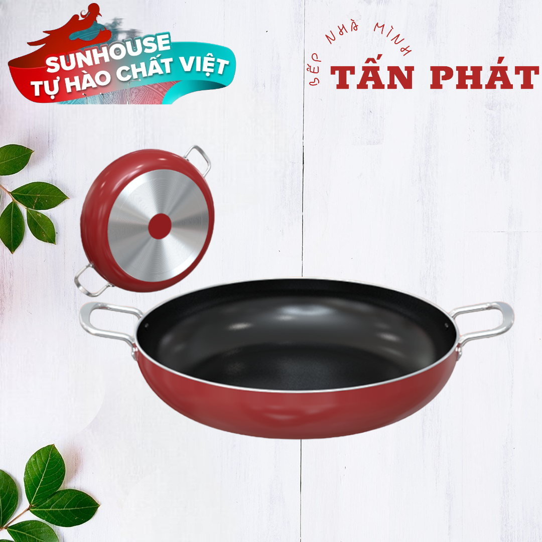 Chảo 2 quai chống dính sunhouse đủ size 18 20 22 24 26 28 30 cm