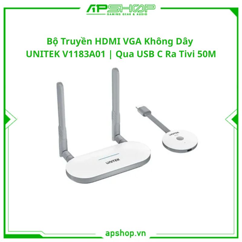 Bộ Truyền HDMI VGA Không Dây UNITEK V1183A01 | Qua USB C Ra Tivi 50M | Chính hãng.