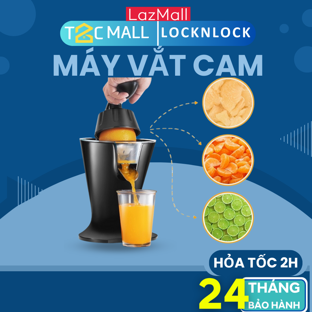Máy vắt cam locknlock có cần gạt đòn bẩy dễ sử dụng ejj256blk 85w t2cmall