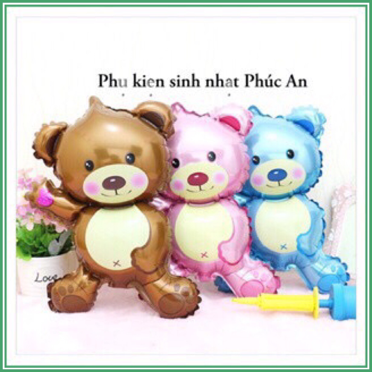 Bóng kiếng nhôm 45cm hình gấu màu dễ thương trang trí sinh nhật hpbd