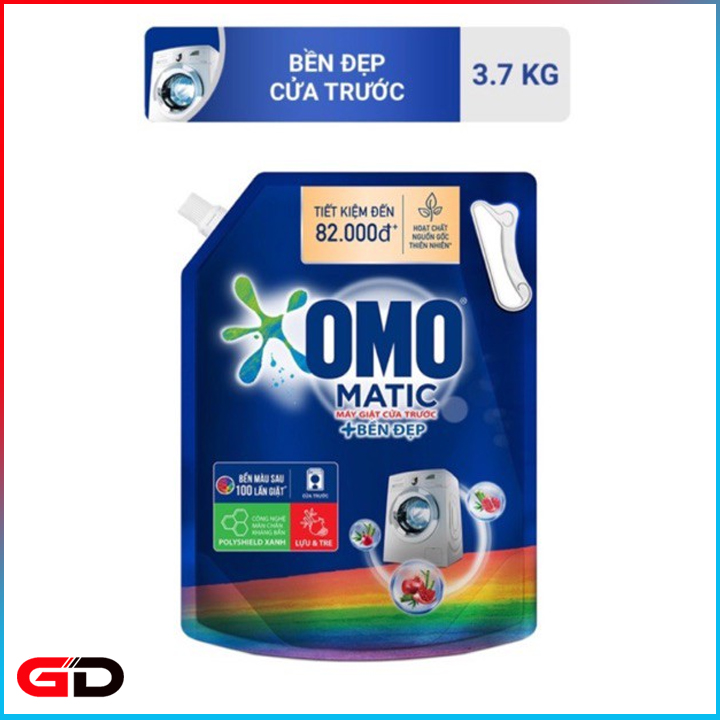 Nước giặt OMO Matic bền đẹp cửa trước  túi 3,7kg