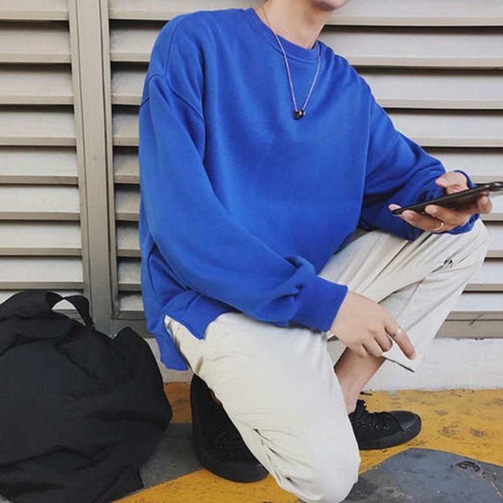 Áo hoodie nam trơn không nón cực chất