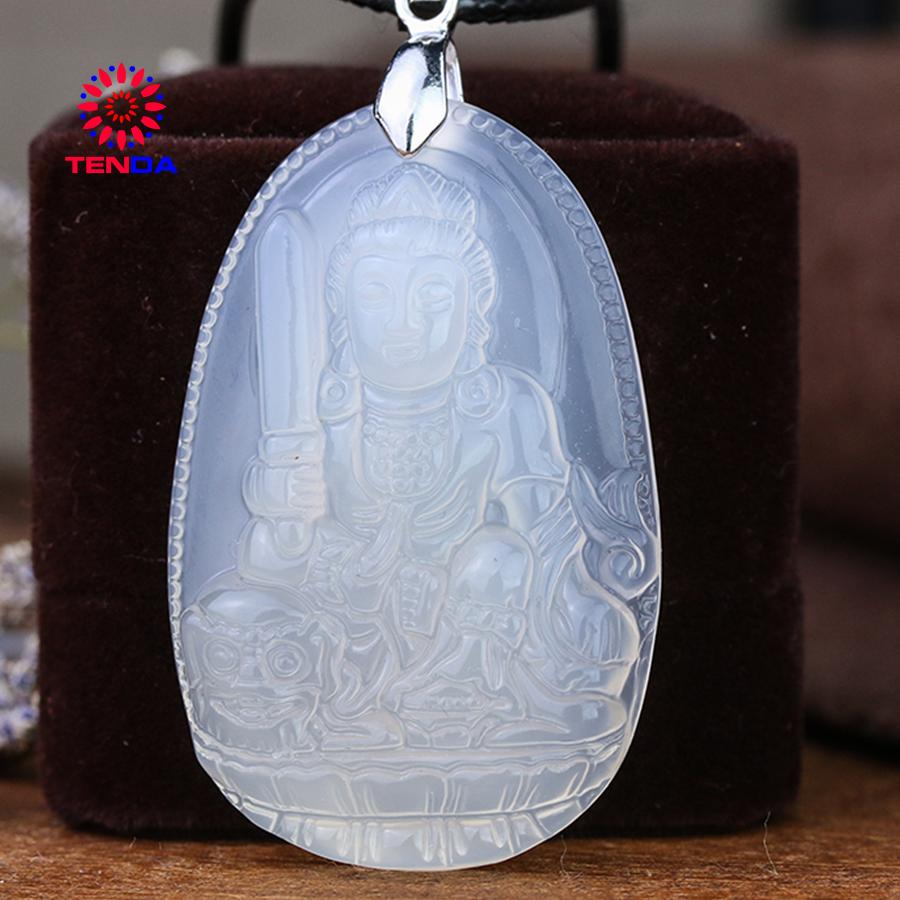 Dây chuyền mặt đá, Phật Văn Thù Bồ Tát_ Phật hộ mệnh cho tuổi Mão_Mặt Phật đá phong thủy_ Phật bản mệnh, Mặt Phật Đá Mã Não Trắng