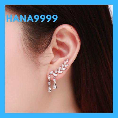 Bông tai nữ dáng pha lê hàn quốc bạc 925 cao cấp kèm video
