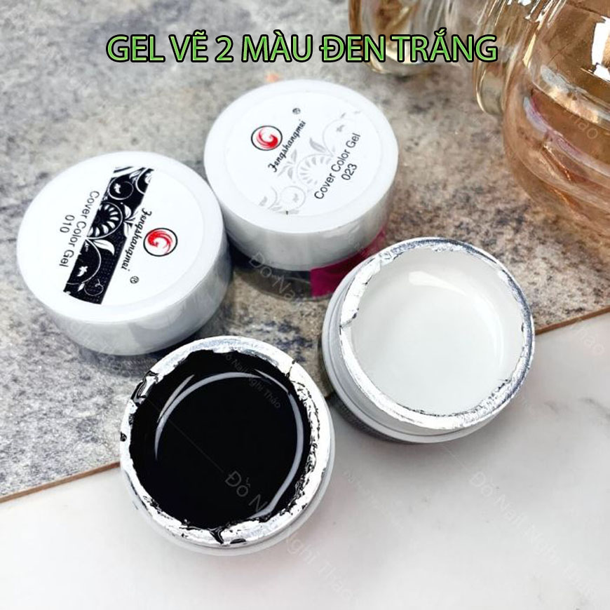 Gel vẽ nail, Gel vẽ nổi Fengshangmei trắng đen - gel vẽ nổi chất đậm đặc chuyên dụng cho dân làm móng