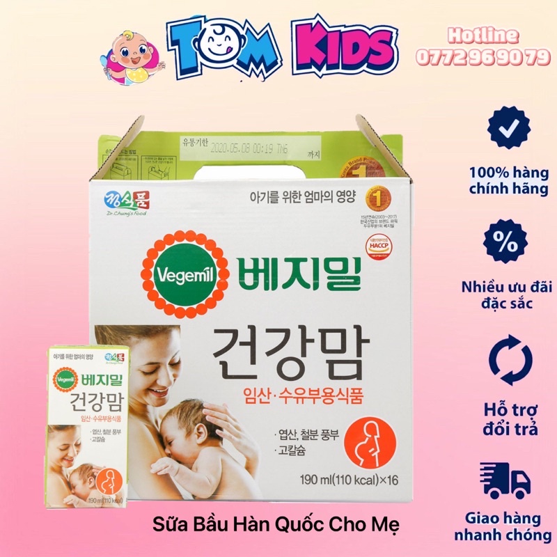 Sữa bầu vegemil hàn quốc lốc 16 hộp date 12/2022