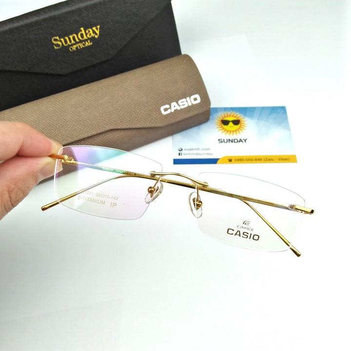 Gọng kính cận titanium mạ vàng casio TT19