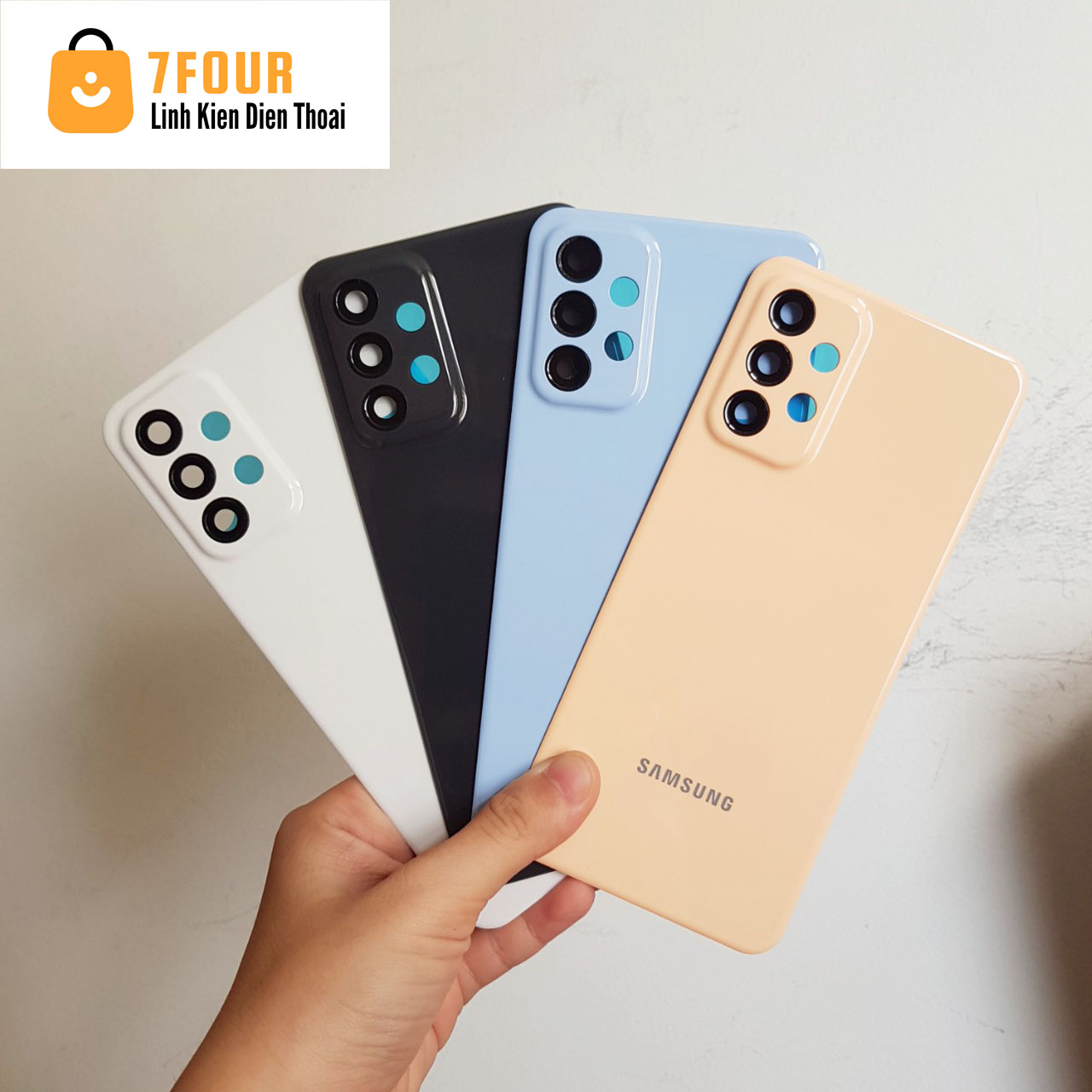 Nắp lưng Samsung Galaxy A23 có kính cụm camera và keo dán - 7Four