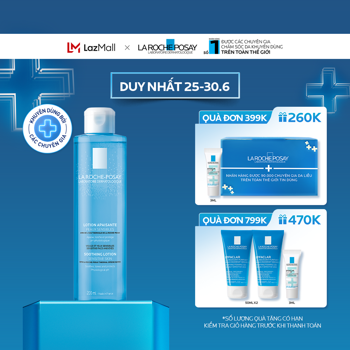 Nước cân bằng giúp làm dịu và bảo vệ da nhạy cảm La Roche-Posay Lotion Sensitive Skin 200ml