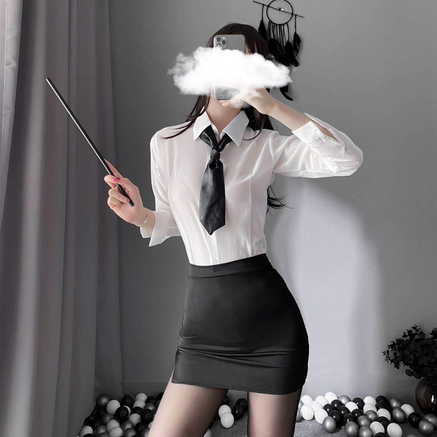 Cosplay thư ký sexy Mã TK005 - Bộ Đồ ngủ đồng phục nữ gợi cảm Thư kí